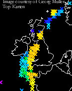 Lightning sferics map courtesy of Georg Muller Top Karten.