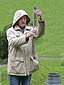 The author measuring rainfall at the raingauge.