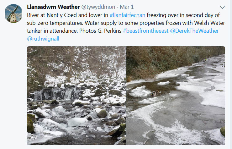 River Nant y Coed freezing over in Llanfairfechan.