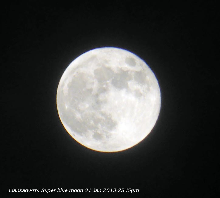 The super blue moon seen in Llansadwrn.