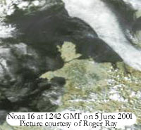 False colour photo from Noaa 16 courtesy of Roger Ray.