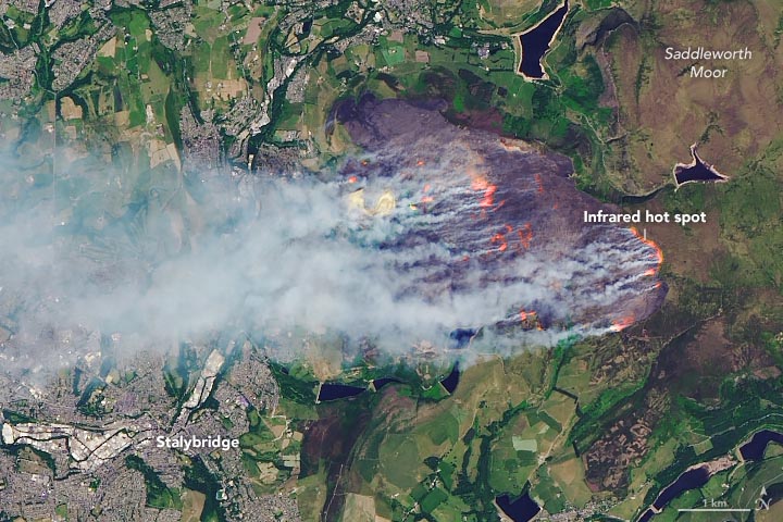 Fire on Saddleworth Moor near Stalybridge.