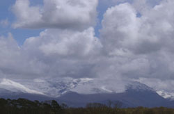 View of snowcovered Carneddau Mountains at 1309 GMT on 29 April 2001.